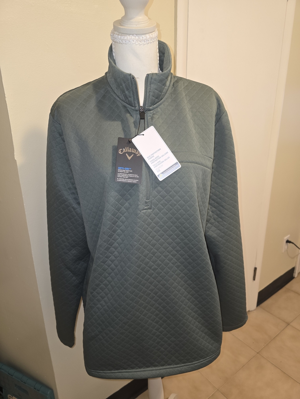 Callaway Men's Quilted Half-Zip Pullover Jacket - Green